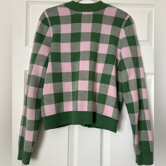Boden Pink and Green Checked V-Neck Gingham Cardigan - Picture 3 of 5